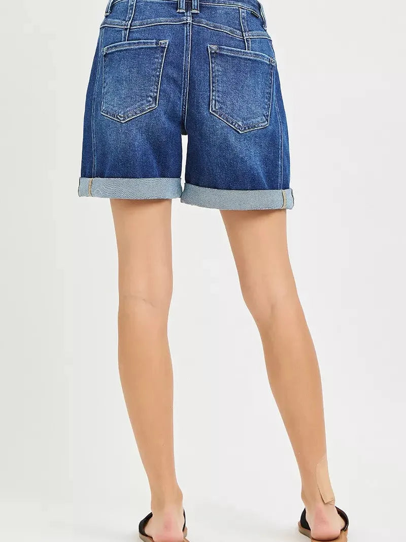 Risen Downtown High Rise Seamed Roll Up Shorts-Women's Shorts-Shop Z & Joxa
