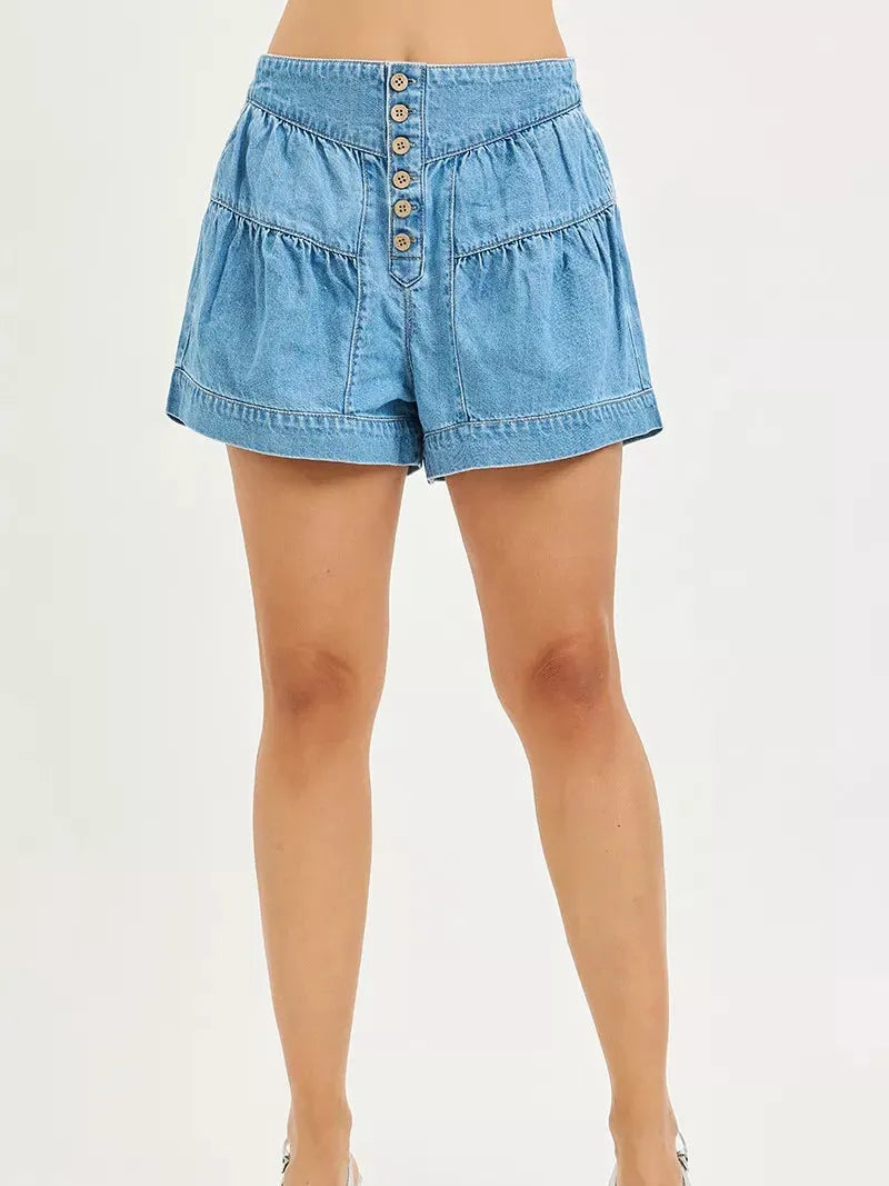 Risen Easy Breeze Elastic Band Slouchy Shorts With Shirred Detail-Women's Shorts-Shop Z & Joxa