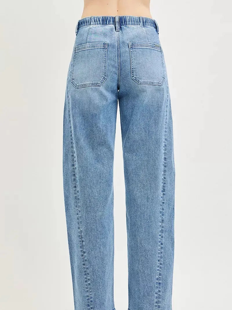 Risen Easy Street Relaxed Fit Drawstring Waist Jeans-Women's Jeans-Shop Z & Joxa