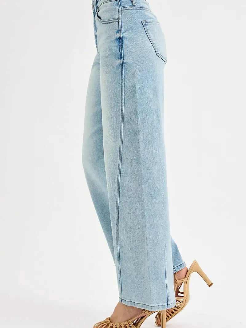 Risen Everyday Barrel Mid-Rise Jeans in Light Wash-Women's Jeans-Shop Z & Joxa