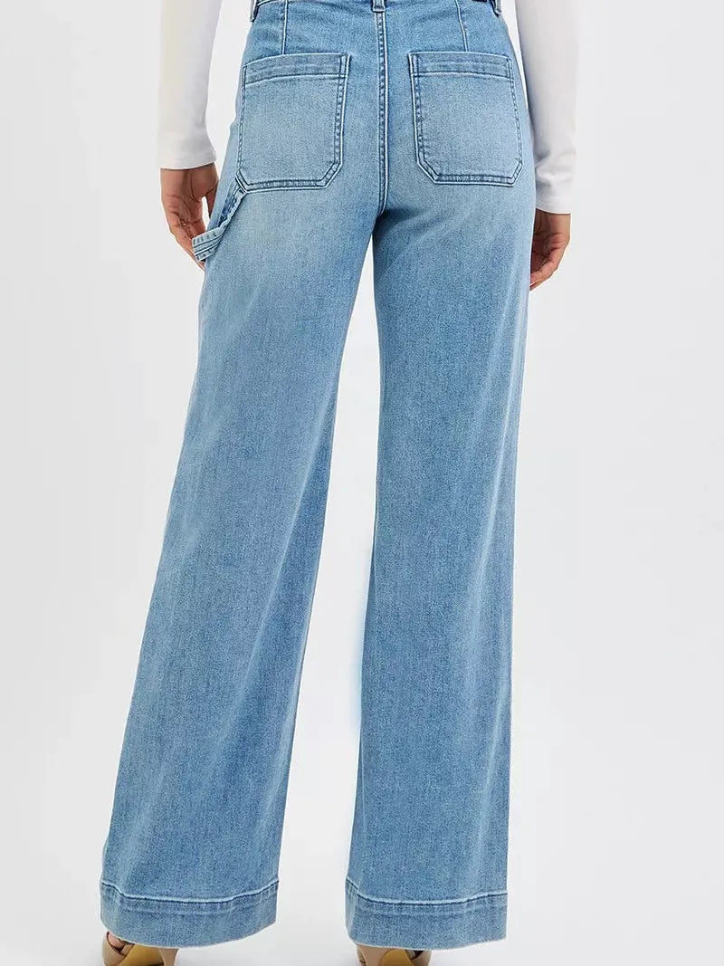 Risen Everyday Style High Rise Straight Leg Front Pocket Jeans-Women's Jeans-Shop Z & Joxa