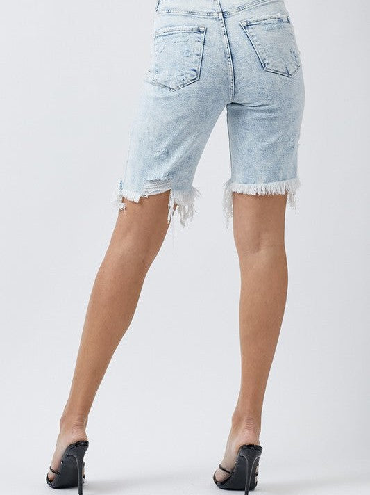 Risen | Everything Starts with a Dream Acid Wash Bermuda Shorts-Women's Clothing-Shop Z & Joxa
