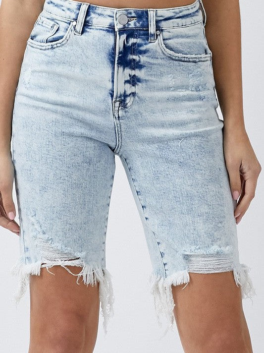 Risen | Everything Starts with a Dream Acid Wash Bermuda Shorts-Women's Clothing-Shop Z & Joxa