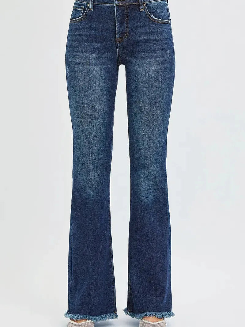 Risen Flare & Flair Tummy Control Mid-Rise Jeans-Women's Jeans-Shop Z & Joxa