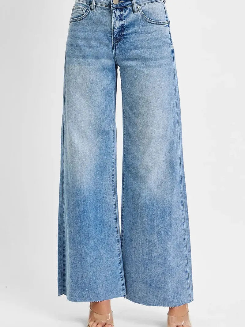 Risen FreeFlow High Waisted Wide Leg Jeans in Light Stone-Women's Jeans-Shop Z & Joxa