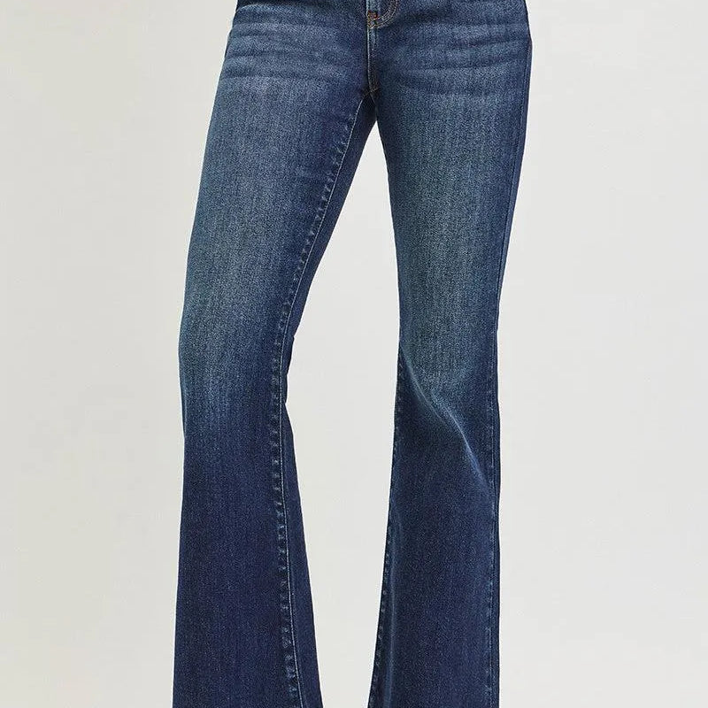 Risen High Tide Flare High Rise Jeans With Seam Detail Waist-Women's Jeans-Shop Z & Joxa