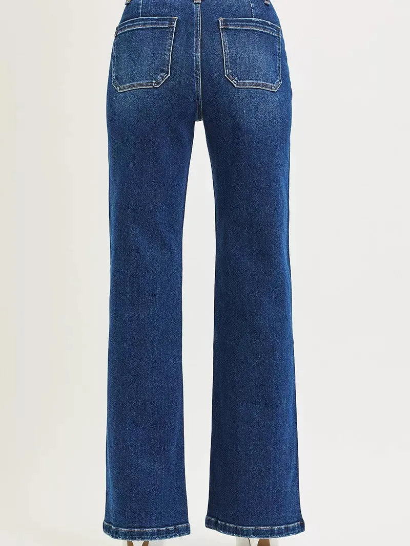 Risen Knot Your Average High Rise Wide Leg Front Tie Jeans-Women's Jeans-Shop Z & Joxa