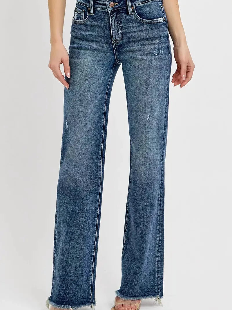 Risen Legs for Days Tummy Control High Rise Long Straight Jeans-Women's Jeans-Shop Z & Joxa