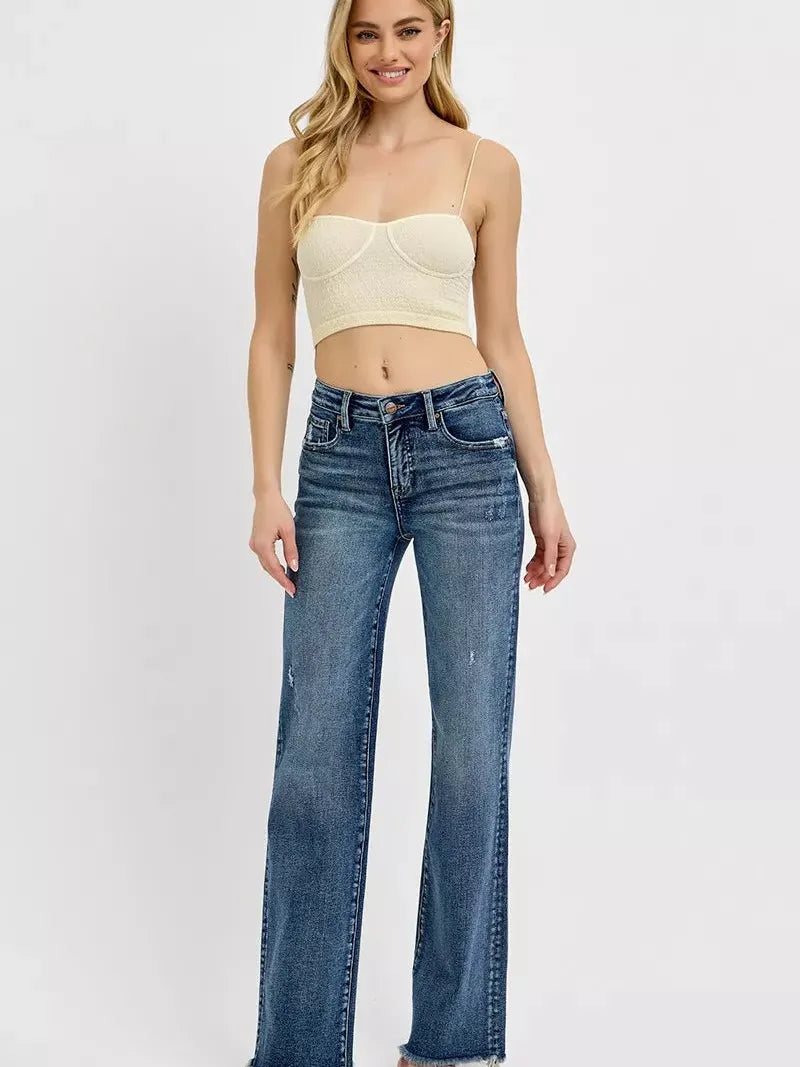 Risen Legs for Days Tummy Control High Rise Long Straight Jeans-Women's Jeans-Shop Z & Joxa