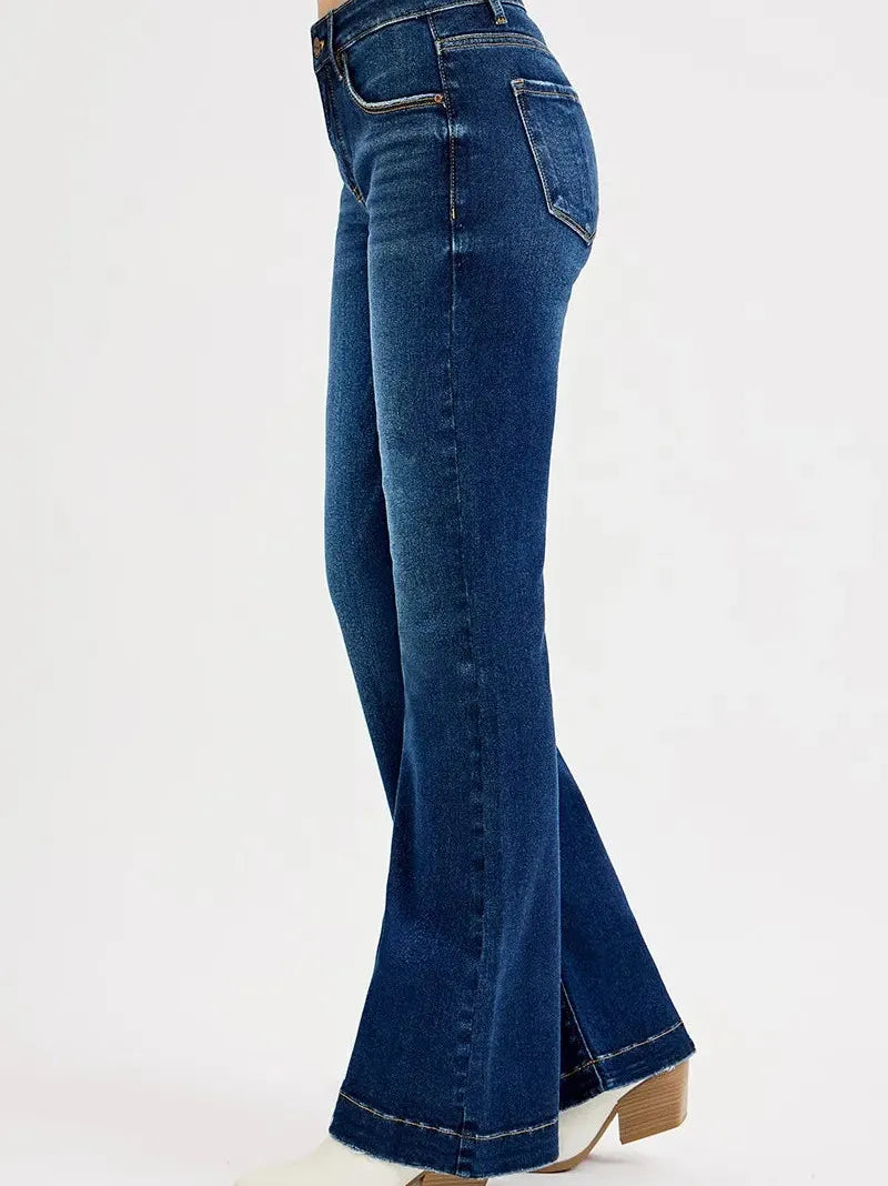 Risen Midnight Cruise Tummy Control Mid Rise Flare Jeans-Women's Jeans-Shop Z & Joxa