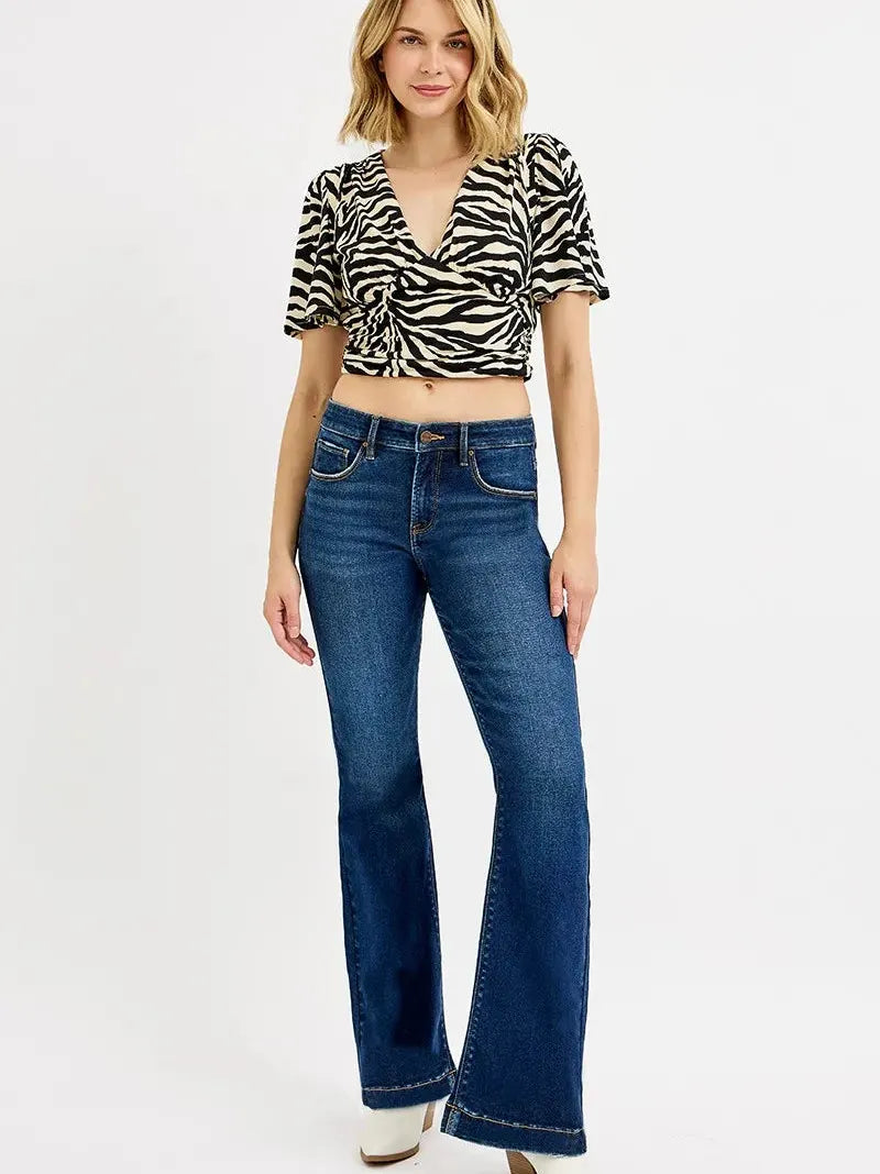 Risen Midnight Cruise Tummy Control Mid Rise Flare Jeans-Women's Jeans-Shop Z & Joxa