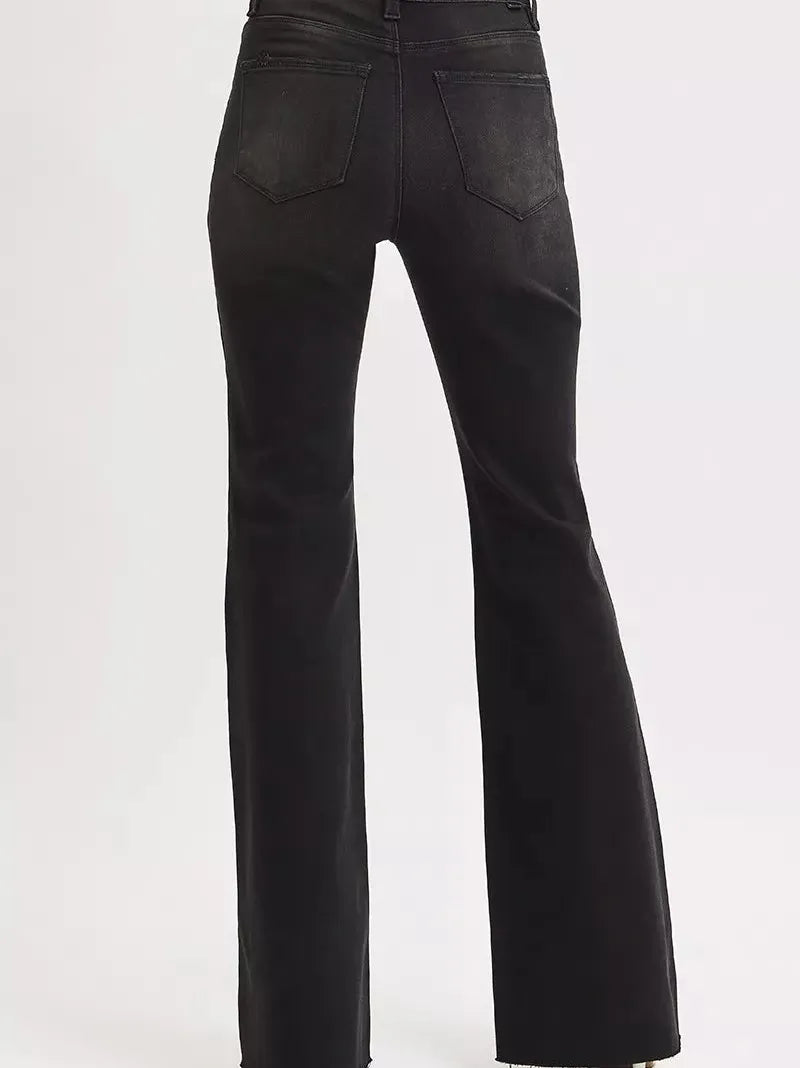 Risen Midnight Muse High-rise Raw Hem Flare Jeans-Women's Jeans-Shop Z & Joxa