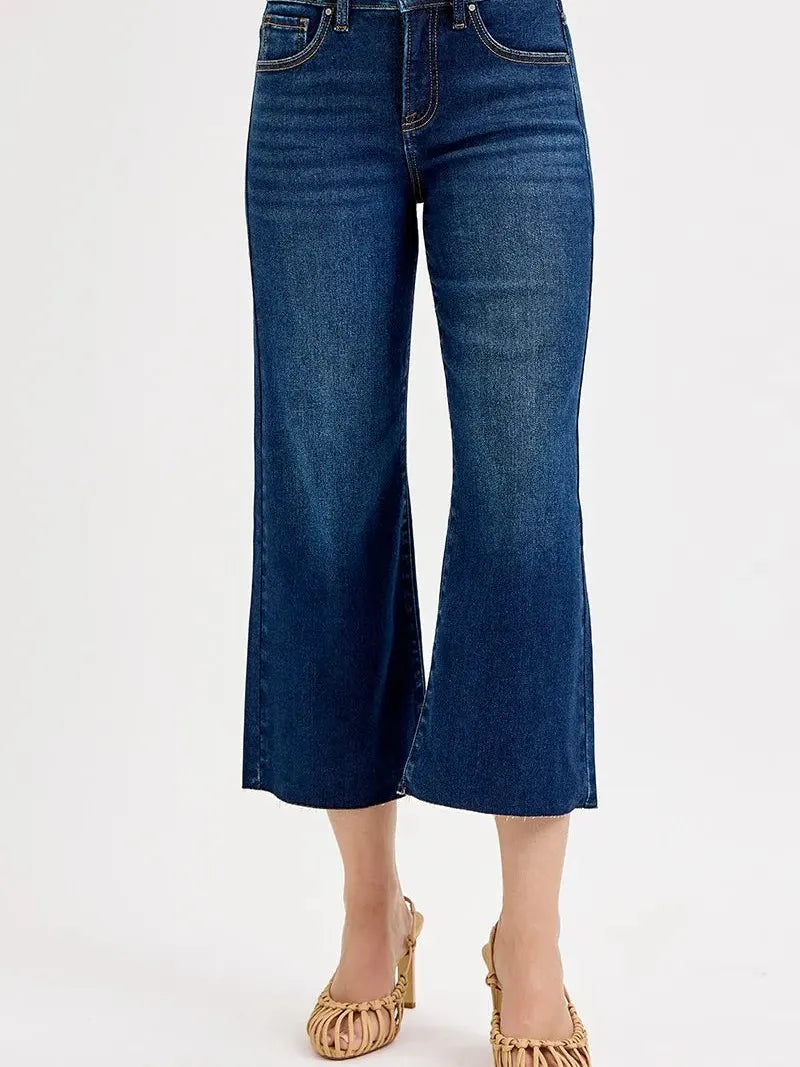 Risen Midnight Muse Tummy Control High Rise Crop Wide Jeans-Women's Jeans-Shop Z & Joxa