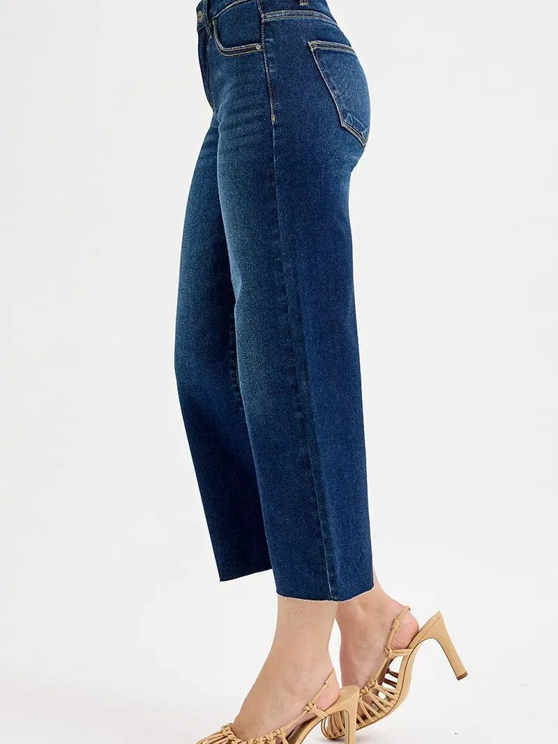 Risen Midnight Muse Tummy Control High Rise Crop Wide Jeans-Women's Jeans-Shop Z & Joxa