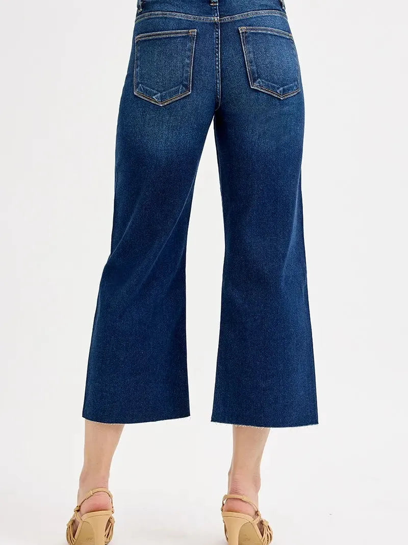 Risen Midnight Muse Tummy Control High Rise Crop Wide Jeans-Women's Jeans-Shop Z & Joxa