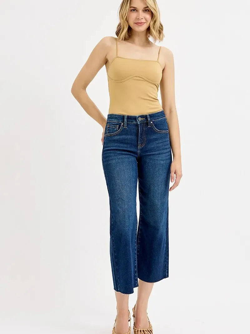 Risen Midnight Muse Tummy Control High Rise Crop Wide Jeans-Women's Jeans-Shop Z & Joxa