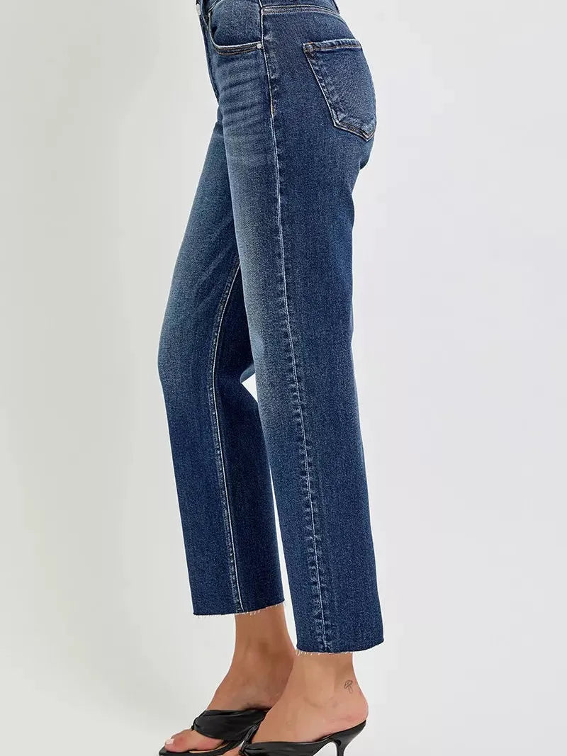 Risen Midnight Sway High Rise Slim Cropped Barrel Jeans-Women's Jeans-Shop Z & Joxa