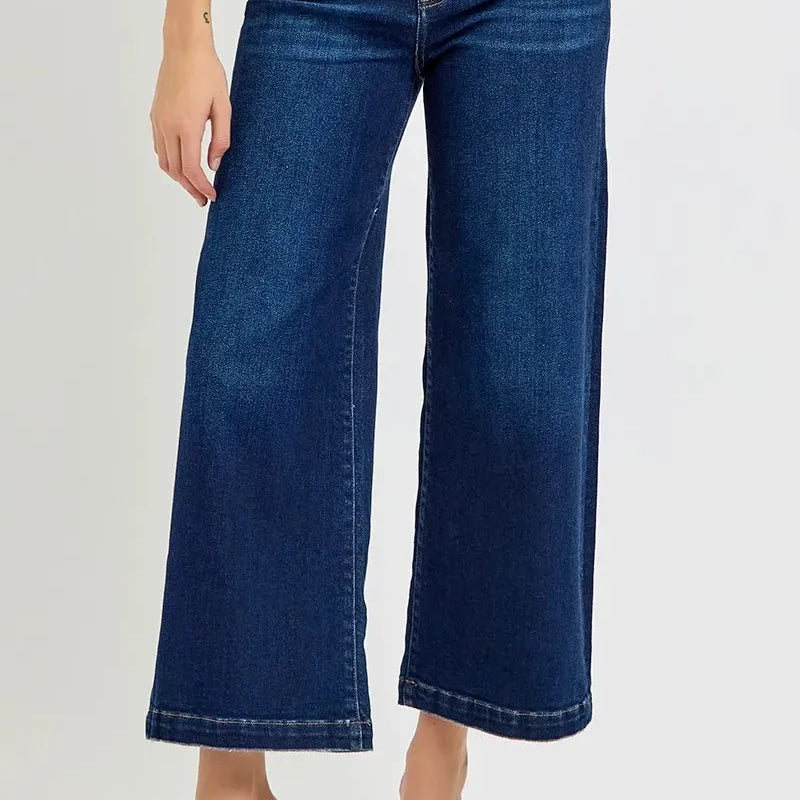 Risen Modern Muse High-Rise Cropped Wide Leg Jeans-Women's Jeans-Shop Z & Joxa
