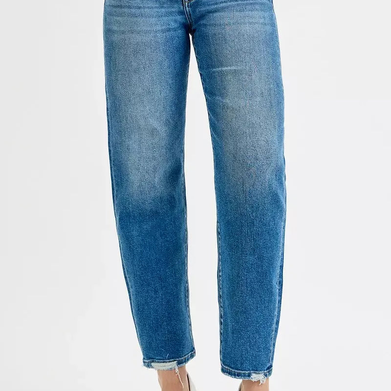 Risen Moonlit Stone Tummy Control High Rise Ankle Slim Barrel Jeans-Women's Jeans-Shop Z & Joxa