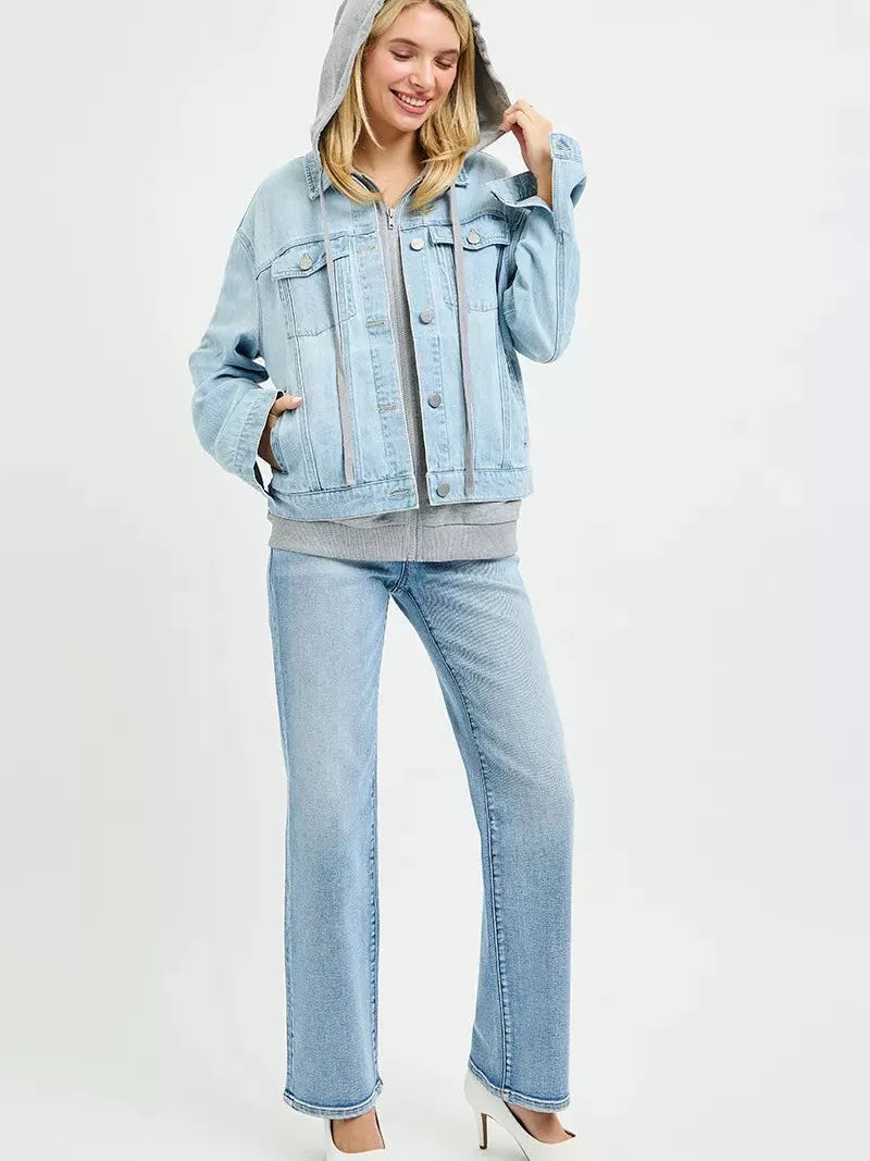 Risen Off Duty Oversized Jean Jacket Layered in Light Stone-Coats & Jackets-Shop Z & Joxa
