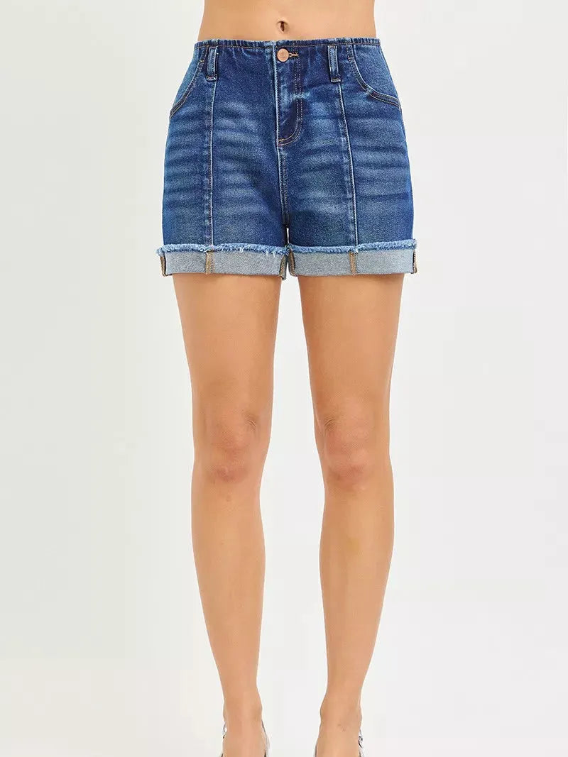 Risen Off Duty Slouchy Cuffed Denim Shorts-Women's Shorts-Shop Z & Joxa