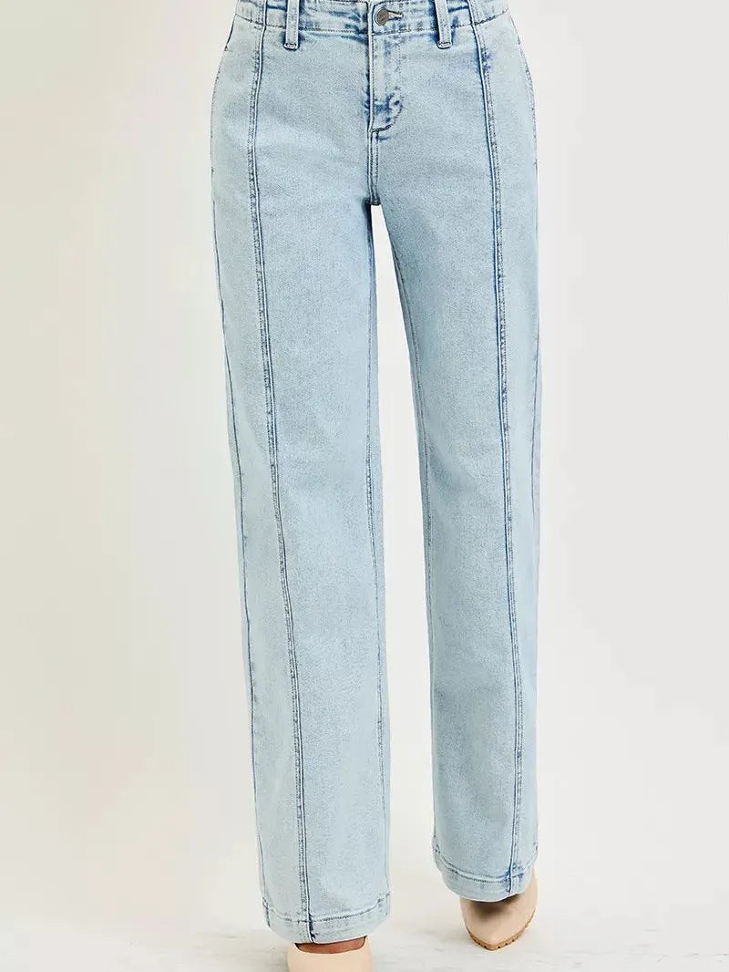 Risen Off Duty Slouchy Wide Leg Acid Light Denim Jeans-Women's Jeans-Shop Z & Joxa