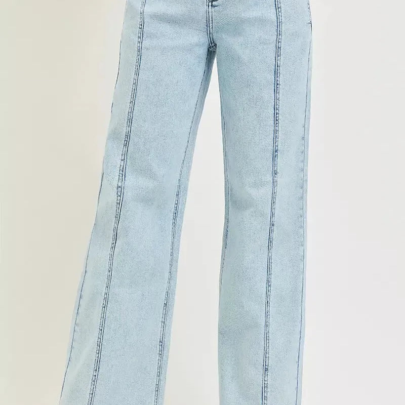 Risen Off Duty Slouchy Wide Leg Acid Light Denim Jeans-Women's Jeans-Shop Z & Joxa