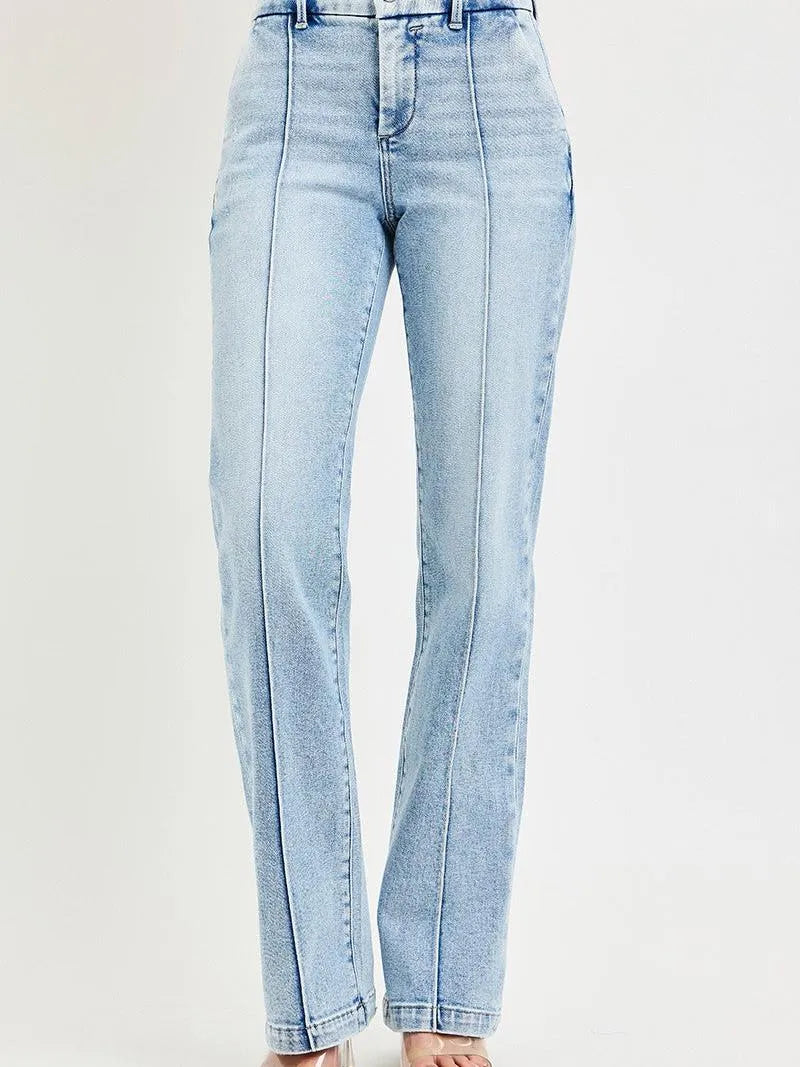 Risen Refined Line Tummy Control High Rise Pin Tuck Jeans-Women's Jeans-Shop Z & Joxa