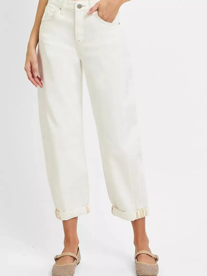 Risen Roll With It High Rise Barrel Cropped Jeans-Women's Jeans-Shop Z & Joxa