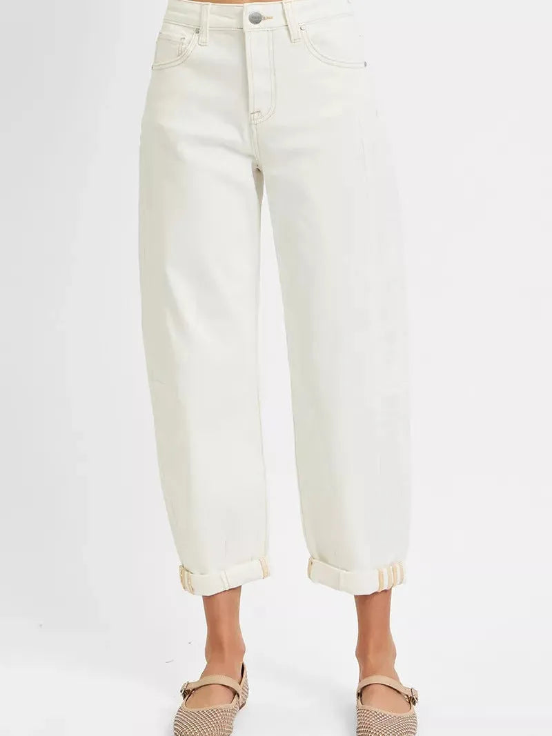 Risen Roll With It High Rise Barrel Cropped Jeans-Women's Jeans-Shop Z & Joxa