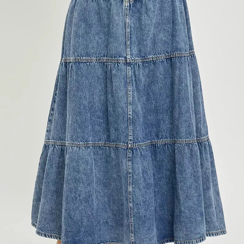 Risen Ruffle Flow High Rise Ruffle Long Skirts-Women's Skirts & Skorts-Shop Z & Joxa