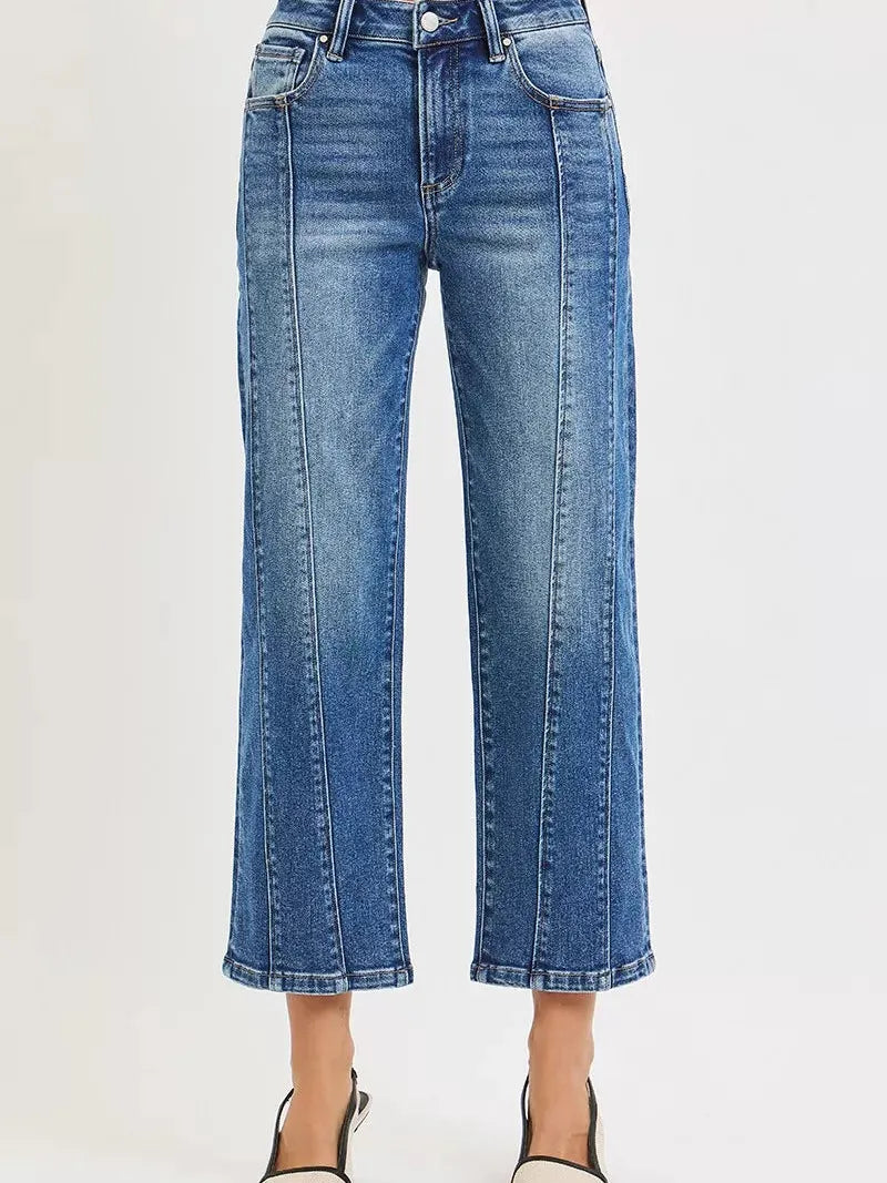 Risen Seam Revival High Rise Seam Detail Cropped Jeans-Women's Jeans-Shop Z & Joxa