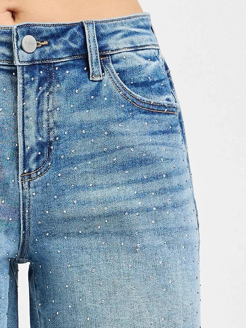 Risen Shine on Slouchy All Over Rhinestones Bermuda Shorts-Women's Shorts-Shop Z & Joxa