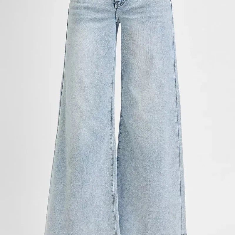 Risen Skyline High Rise Wide Palazzo Cropped Jeans-Women's Jeans-Shop Z & Joxa