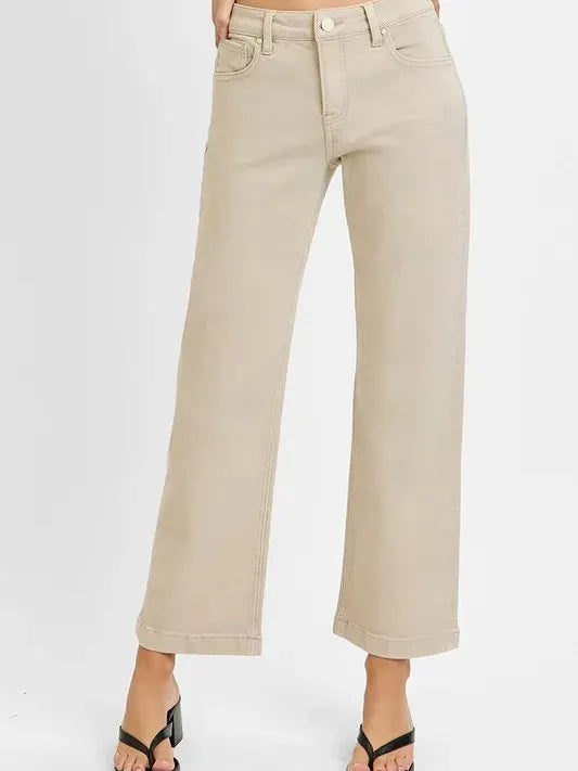 Risen SleekFit Tummy Control Mid Rise Ankle Jeans in Almond-Women's Jeans-Shop Z & Joxa