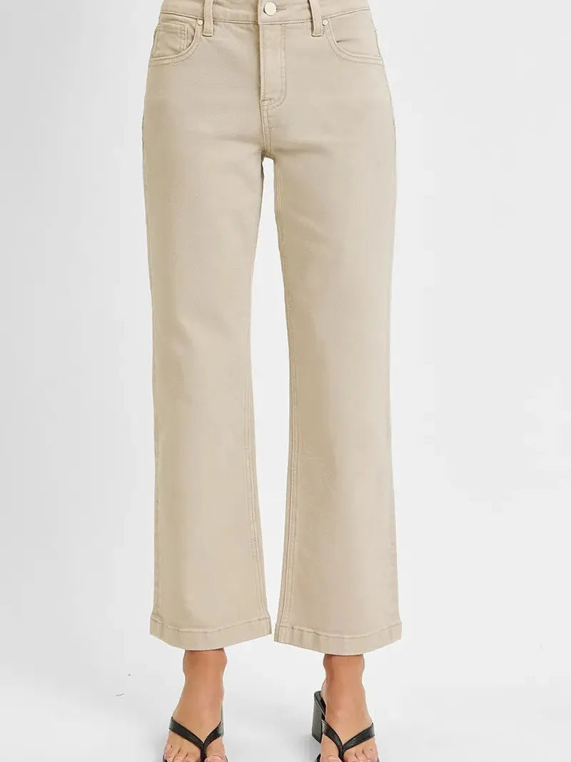 Risen SleekFit Tummy Control Mid Rise Ankle Jeans in Almond-Women's Jeans-Shop Z & Joxa