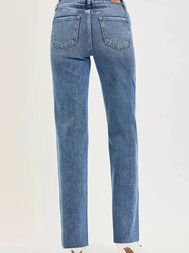 Risen Smooth Move Straight Cut Tummy Control High Rise Jeans-Women's Jeans-Shop Z & Joxa