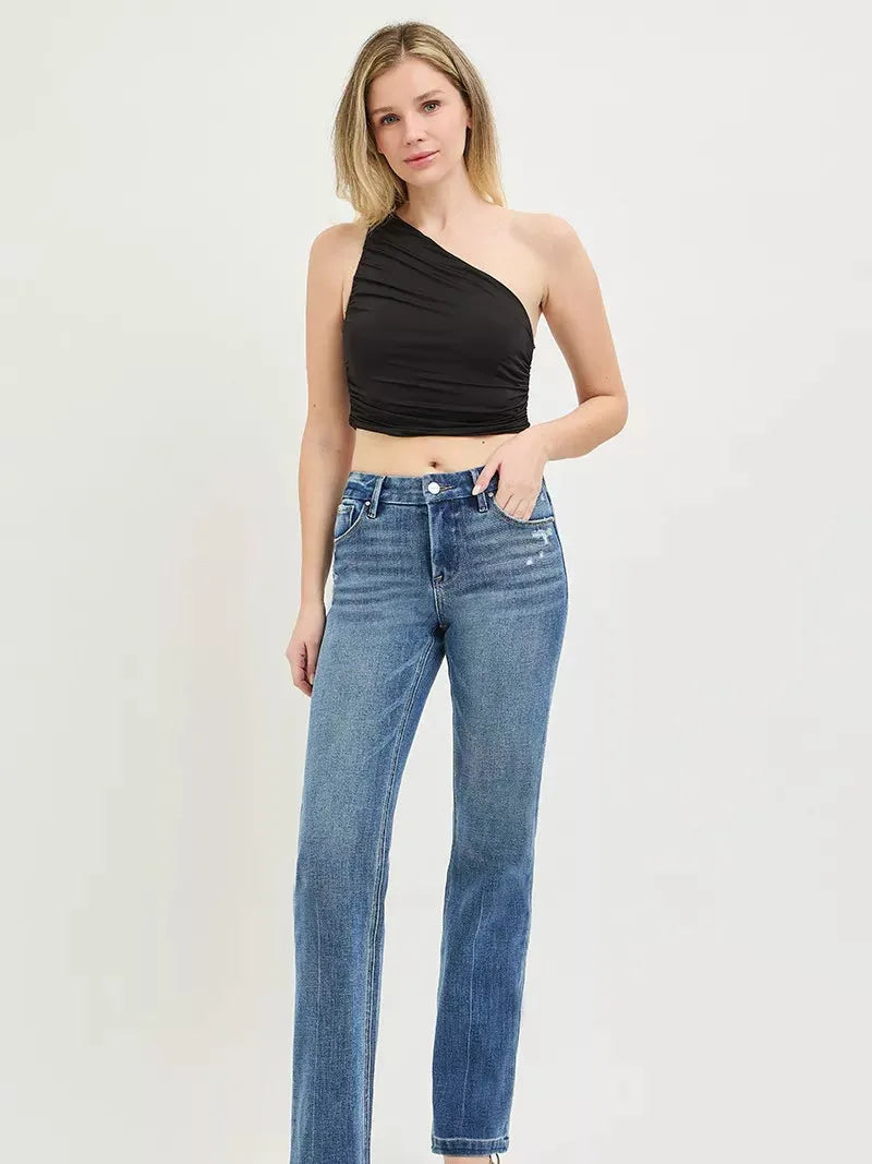 Risen Smooth Move Tummy Control Midrise Jeans with Crease Line-Women's Jeans-Shop Z & Joxa