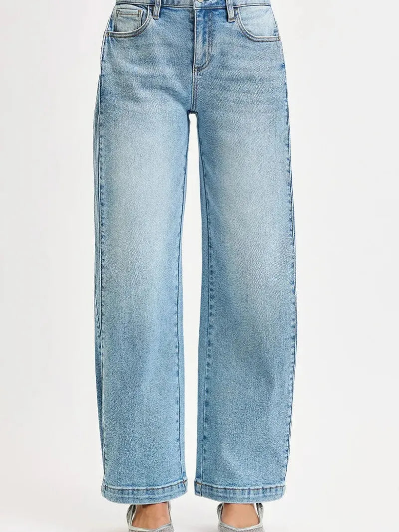 Risen SnapFlow Mid Rise Barrel Leg Jeans in Medium Stone-Women's Jeans-Shop Z & Joxa