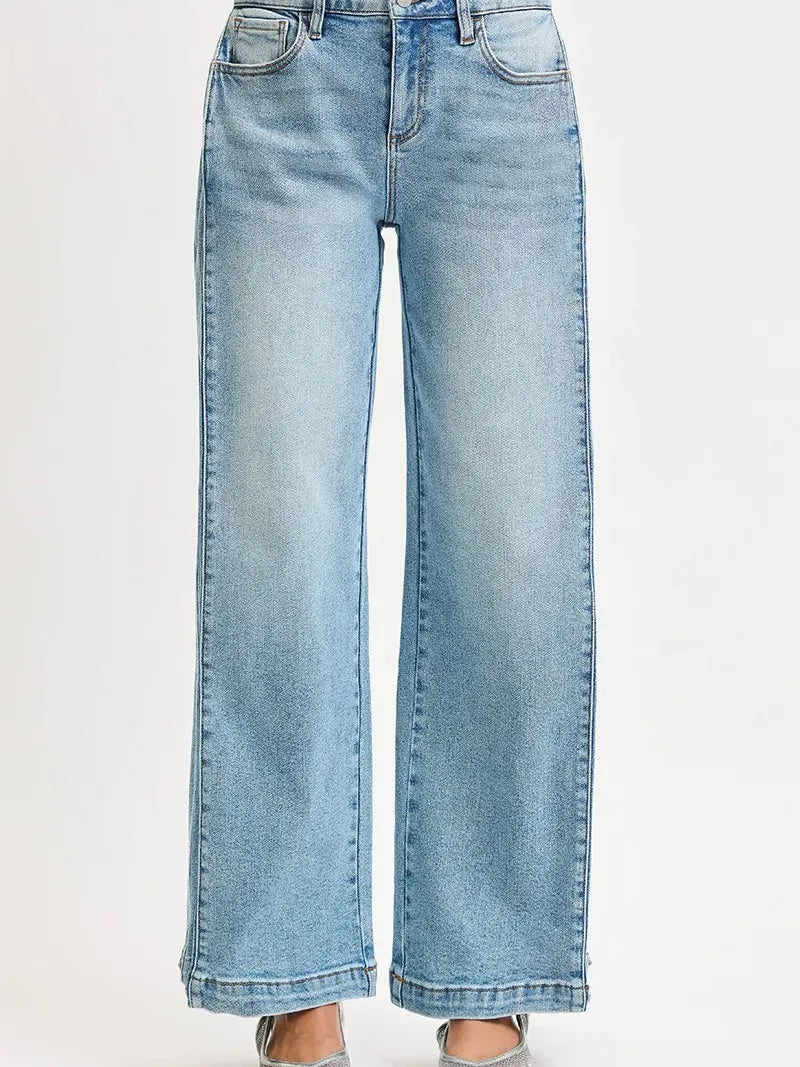 Risen SnapFlow Mid Rise Barrel Leg Jeans in Medium Stone-Women's Jeans-Shop Z & Joxa