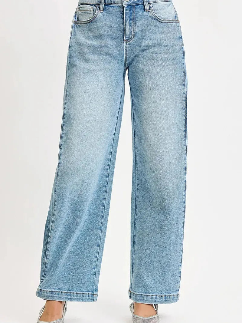 Risen SnapFlow Mid Rise Barrel Leg Jeans in Medium Stone-Women's Jeans-Shop Z & Joxa