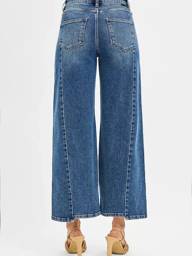 Risen Step + Stroll High Rise Crop Wide Leg Jeans w/Step Hem-Women's Jeans-Shop Z & Joxa