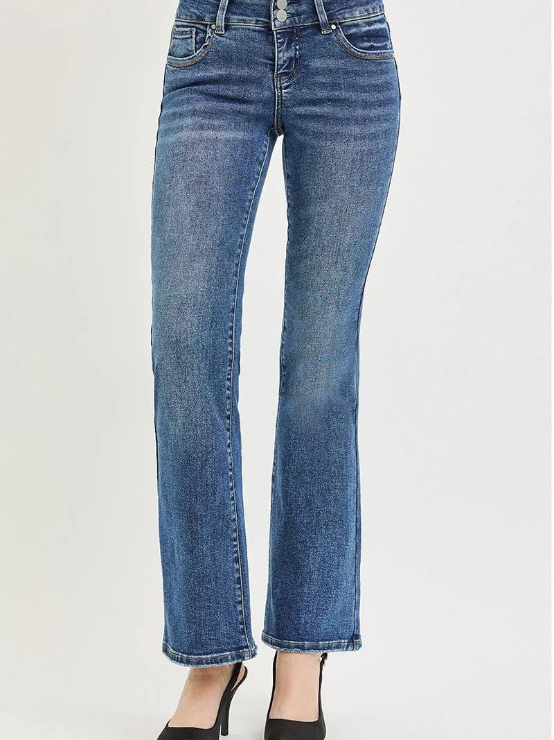 Risen Stonewash Sculpt Tummy Control Low Rise Bootcut Jeans-Women's Jeans-Shop Z & Joxa