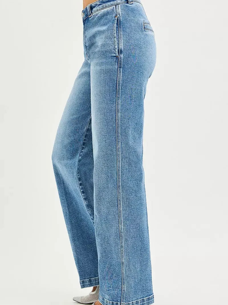 Risen Straight Up Mid Rise Slouchy Straight Jeans-Women's Jeans-Shop Z & Joxa