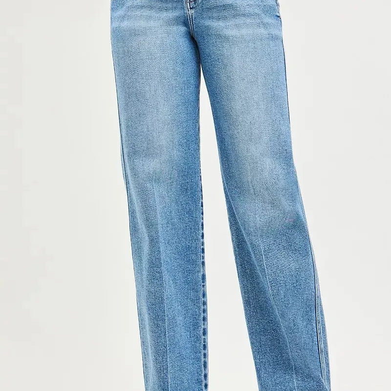 Risen Straight Up Mid Rise Slouchy Straight Jeans-Women's Jeans-Shop Z & Joxa