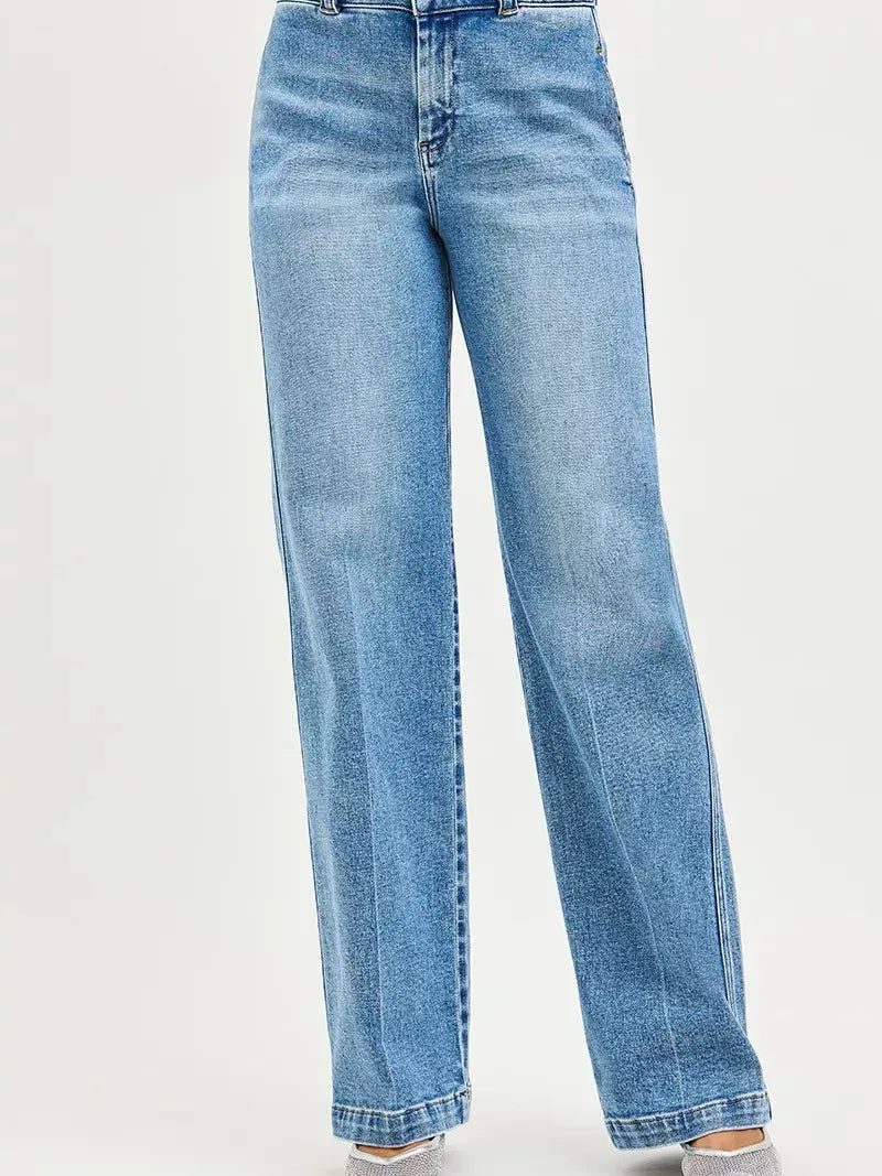 Risen Straight Up Mid Rise Slouchy Straight Jeans-Women's Jeans-Shop Z & Joxa