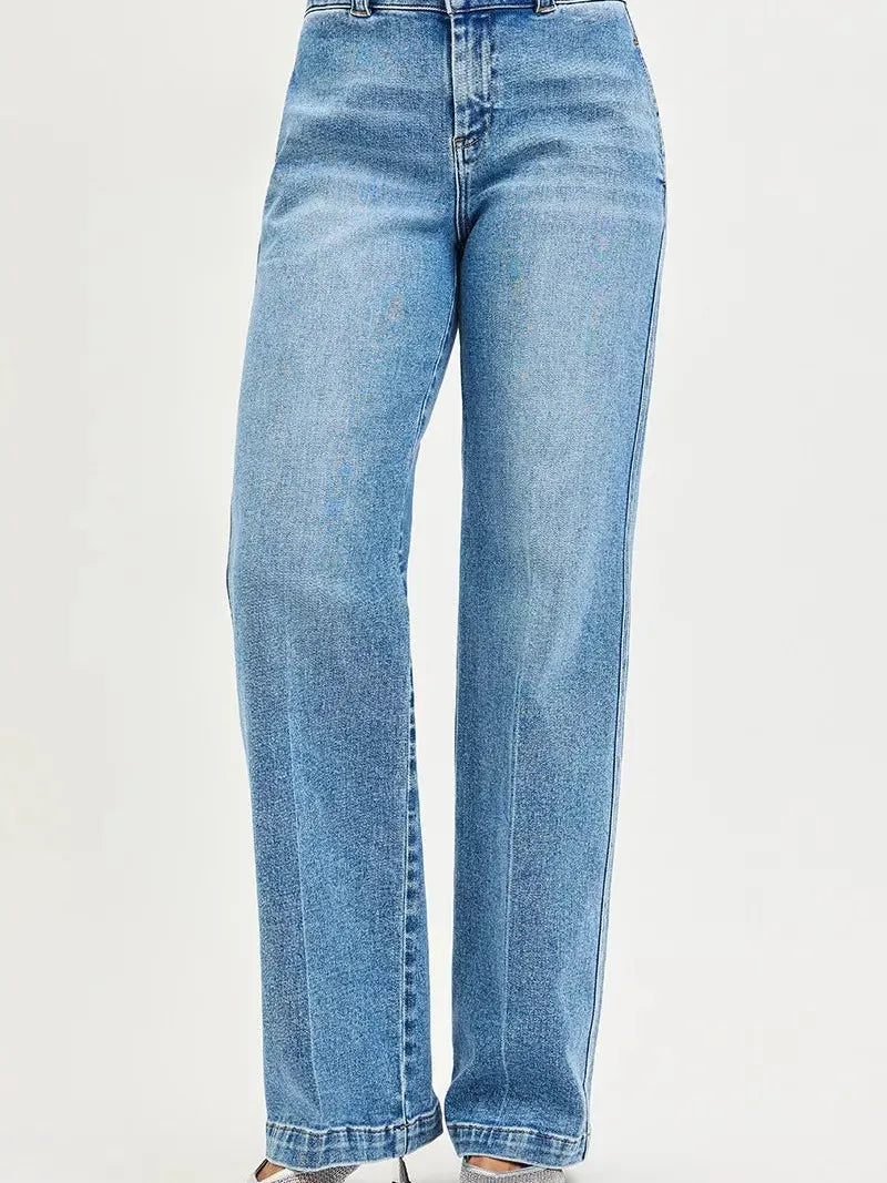Risen Straight Up Mid Rise Slouchy Straight Jeans-Women's Jeans-Shop Z & Joxa