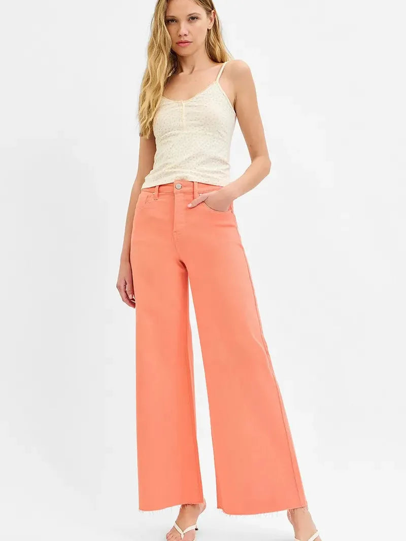 Risen Sunset Sway Tummy Control Wide Leg Palazzo Jeans-Women's Jeans-Shop Z & Joxa