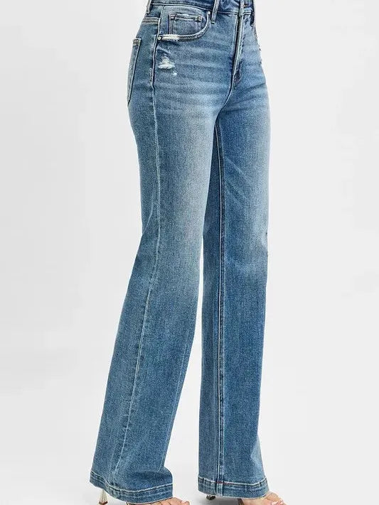 Risen Sweetheart Bootcut Distressed Detail Bootcut Jeans-Women's Jeans-Shop Z & Joxa