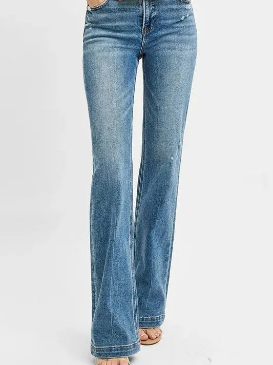 Risen Sweetheart Bootcut Distressed Detail Bootcut Jeans-Women's Jeans-Shop Z & Joxa